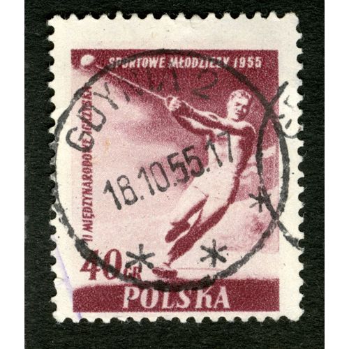 Timbre Oblitéré Polska, Ii Miedzynarodowe Igrzyska Sportowe Mlodziezy 1955, 40 Gr