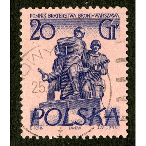 Timbre Oblitéré Polska, Pomnik Braterstwa Broni, Warszawa, 20 Gr, John, Miller