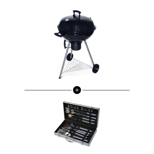 Barbecue Charbon De Bois Georges + Mallette D'ustensiles 18 Accessoires