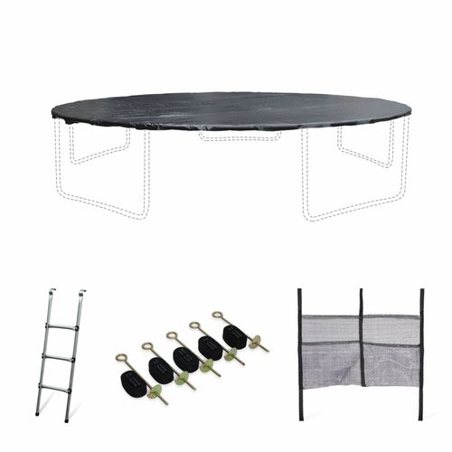 Pack Accessoires Pour Trampoline Ø 460 Cm Neptune - Échelle. Bâche De Protection. Filet De Rangement