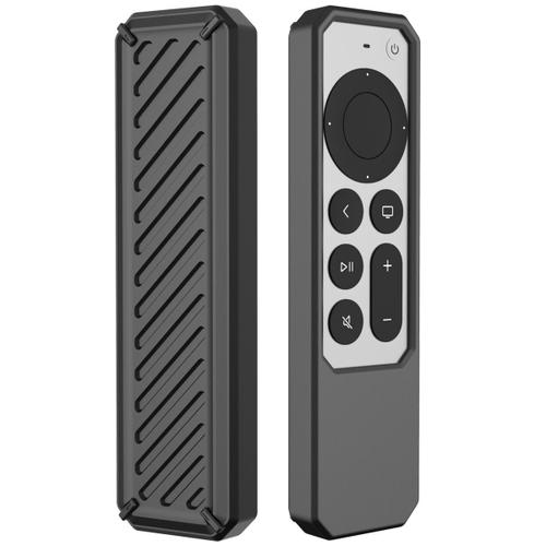 Coque de Protection Compatible avec Apple TV Siri Remote 2022/2021 - Etui Léger et Antidérapant Résistant aux Chocs Coque en Silicone, Noir