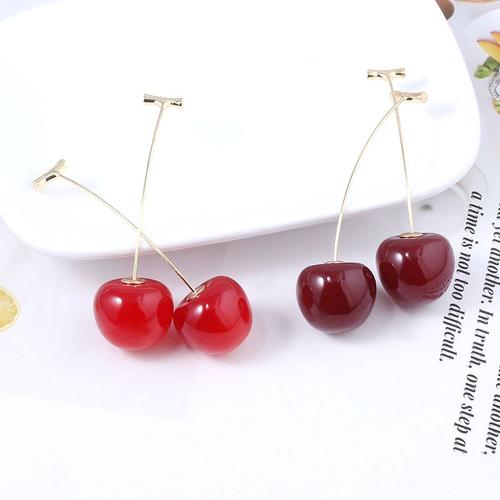 Rouge Rouille - Boucles D'oreilles Anime Jojos Bizarre Aventure Kakyoin Noriaki Cerise Goutte Pour Femmes Hommes Cosplay Clip D'oreille Bijoux Cadeau