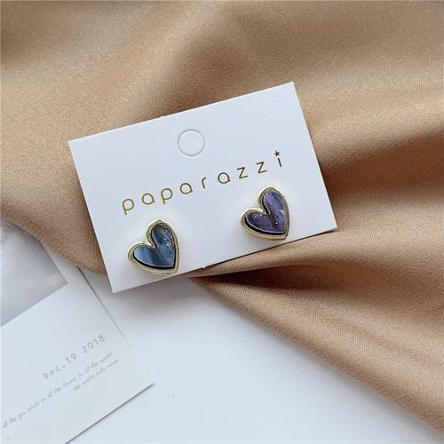 E019zi - Boucles D'oreilles En Acrylique En Forme De C¿Ur Pour Jeune Fille Ou Femme, Bijou, Mini Clou Délicat De Couleur Or, Idée Cadeau Tendance