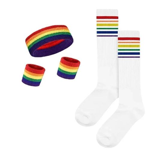 Attelle De Poignet À Rayures Solides,Ensemble De Chaussettes De Dehors,Absorbe La Sueur,Pour Sauna,Football,Bug Astique - Type 3sets Colorful