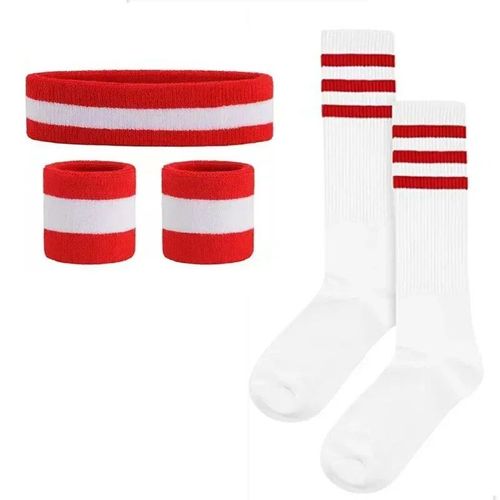 Attelle De Poignet À Rayures Solides,Ensemble De Chaussettes De Dehors,Absorbe La Sueur,Pour Sauna,Football,Bug Astique - Type 3sets Rd Wt
