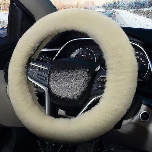Couvertures De Volant Moelleuses, Soft Furry Car Anti-Dérapant Peluche Couvercle De Volant Laine Chaude Universelle 36-39cm Décoration De Voiture D¿Hiver Pour Femmes