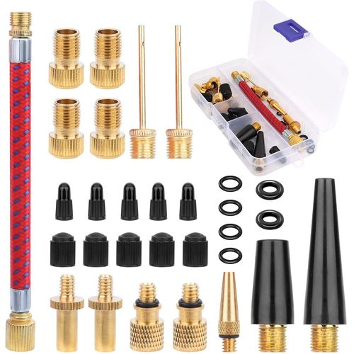 30 Pièces Embout Pompe Velo, Embout Gonflage Valve Presta, Kit D'adaptateur De Valve De Vélo, Embout De Gonflage Embout Gonfleur, Avec Boîte Rangement, Pour Pompe À Vélo, Compresseurs Pompes