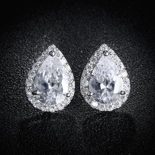 We006 Or Blanc - Boucles D'oreilles En Forme De Goutte D'eau Pour Femmes, Breloques, Longues, Cristal Clair, Cadeau De Mariage Éblouissant, Blanc, Rose, Jaune, Or, Ae331