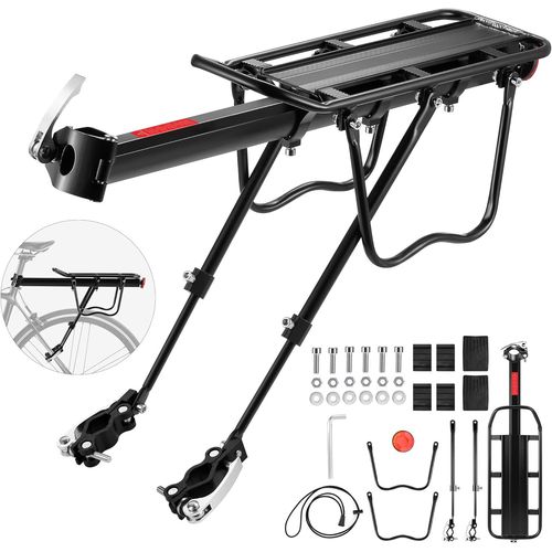 Porte Bagage Vélo Arrière, Porte Bagage Vtt Arrière Réglable, Porte Vélo Universel, Libération Rapide, Avec Réflecteur, Charge Maximale De 60 Kg, Matériau En Alliage D'aluminium