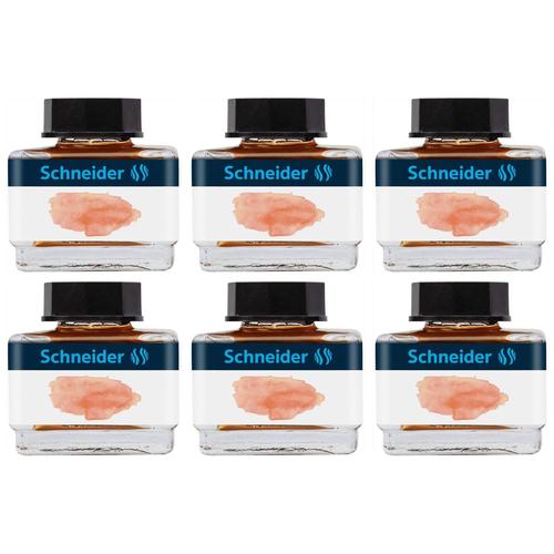 Schneider Lot De 6 Flacons En Verre 15 Ml Encre Liquide Pour Stylo Plume Pastel Abricot