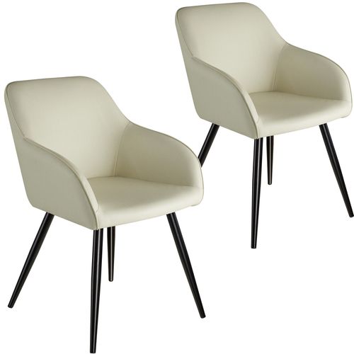 2 Chaises Marilyn Tissu - Crème/Noir