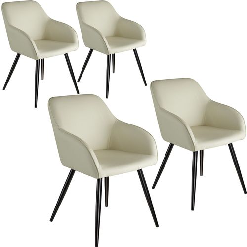 4 Chaises Marilyn Tissu - Crème/Noir