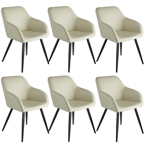 6 Chaises Marilyn Tissu - Crème/Noir