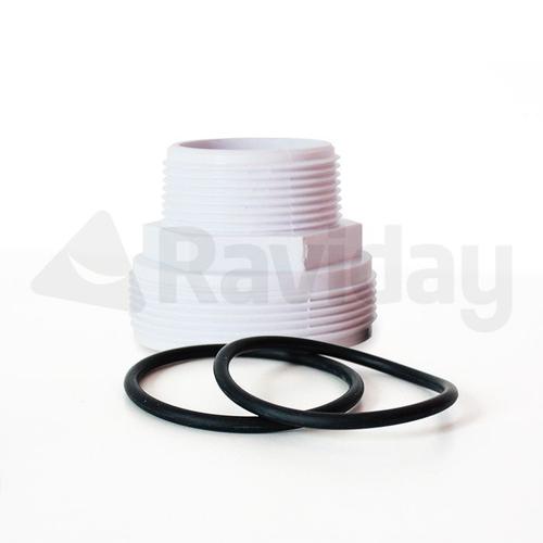 Raccord fileté blanc + 2 joints pour liaison vanne/tuyau Poolfilter 400-500-600