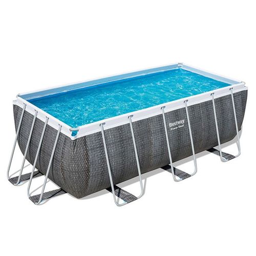 Piscine hors sol rectangulaire Power Steel effet rotin 412 x 201 x 122 cm