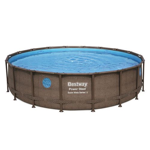 Piscine tubulaire power steel swim vista pool Ø 5.49 x h.1.22 m - décor bois