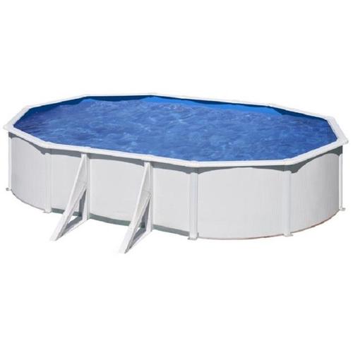 Kit piscine hors-sol bora bora acier blanc ovale 4 renforts 610 x 375 x h120 cm