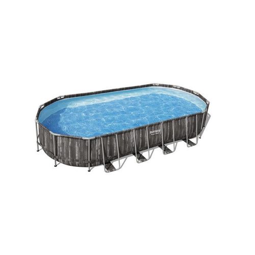 Piscine tubulaire ovale power steel 7.32 x 3.66 x h.1.22 m - décor bois