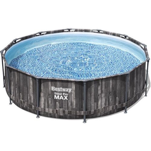 Piscine hors sol ronde Steel Pro Max décor bois 366 x 100 cm
