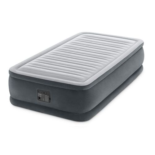 Matelas gonflable Intex - Comfort Plush Elevated - 1 personne - 99x191x46 cm (LxLxH) - Gris - Motopompe intégrée