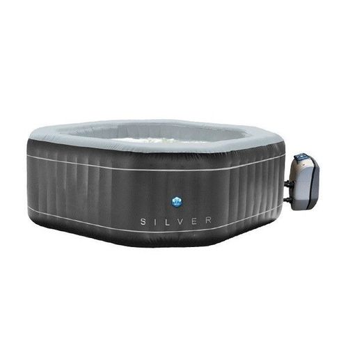 Spa Gonflable Octogonal Netspa Silver - 5/6 Personnes 195X70Cm - 850L Liner Extérieur Pvc Laminé/Blanc perlé