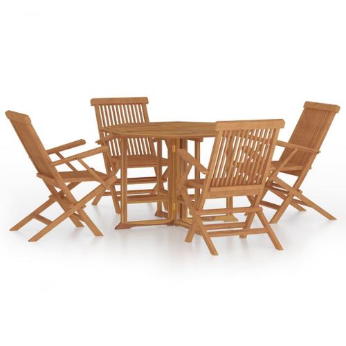 Ensemble À Dîner D'extérieur Pliable 5 Pcs Bois Solide De Teck