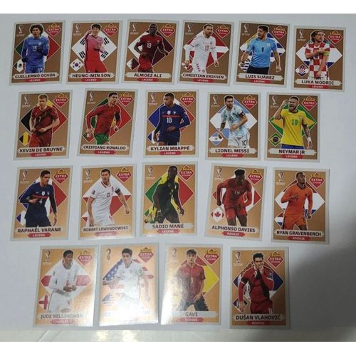 Lot Complet 20 Extra Sticker Panini Bronze Coupe Du Monde Qatar 2022 Messi Ronaldo Mbappé Neymar Etc