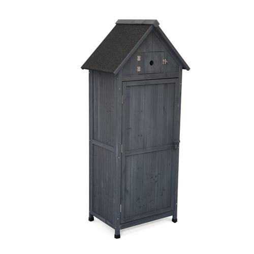 Armoire De Jardin En Bois Mimosa Anthracite 77 X 54.5 X 179 Cm Abri De Jardin En Bois