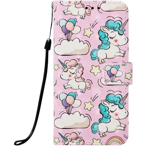 Compatible Avec Coque Samsung Galaxy A70 2019 Cuir Rabat Housse Motif Antichoc Etui Portefeuille Support Card Slot Fine Leather Case Pour Filles Femmes - Licorne Rose