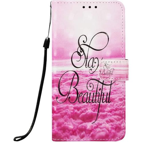 Compatible Avec Coque Samsung Galaxy A70 2019 Cuir Rabat Housse Motif Antichoc Etui Portefeuille Support Card Slot Fine Leather Case Pour Filles Femmes - Nuage Rose