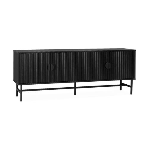 Meuble Tv Bazalt Quatre Portes Deux Étagères L 160 X L 39 X H 60 Cm