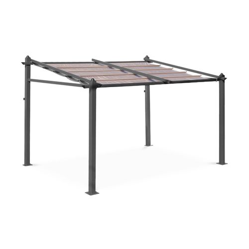 Pergola Murale En Aluminium Murum 3x4m Toile Taupe Tonnelle Idéale Pour Votre Terrasse Toit