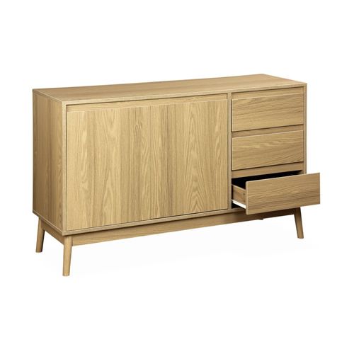 Buffet En Décor Bois 2 Portes Et 3 Tiroirs L 120 X L 39 H 76cm Dune