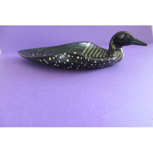 Ancien Vide Poche Canard En Bois Laqué +
