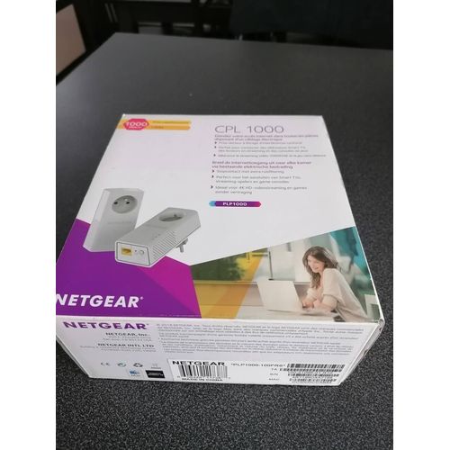 NETGEAR PLP1000-100FRS, Pack de 2 prises CPL 1000 Mbps avec Prise filtrée et 1 Port Ethernet, idéal pour avoir internet partout dans la maison et profiter du service Multi-TV à la maison sans WiFi