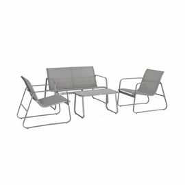 Salon De Jardin En Métal Et Textilène Pour 4 Personnes