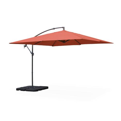 Parasol Déporté Carré 3x3m - Hardelot 3x3m - Terracotta - Manivelle Anti-Retour | Toile Déperlante