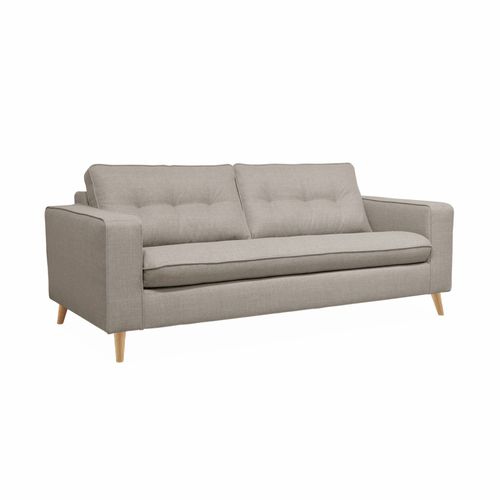 Canapé Lit 3 Places Beige / Lin Avec Matelas 12cm D'épaisseur. Fabriqué En France