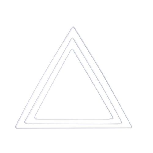 3 Anneaux En Métal Triangle Blanc - 20, 25 Et 30 Cm