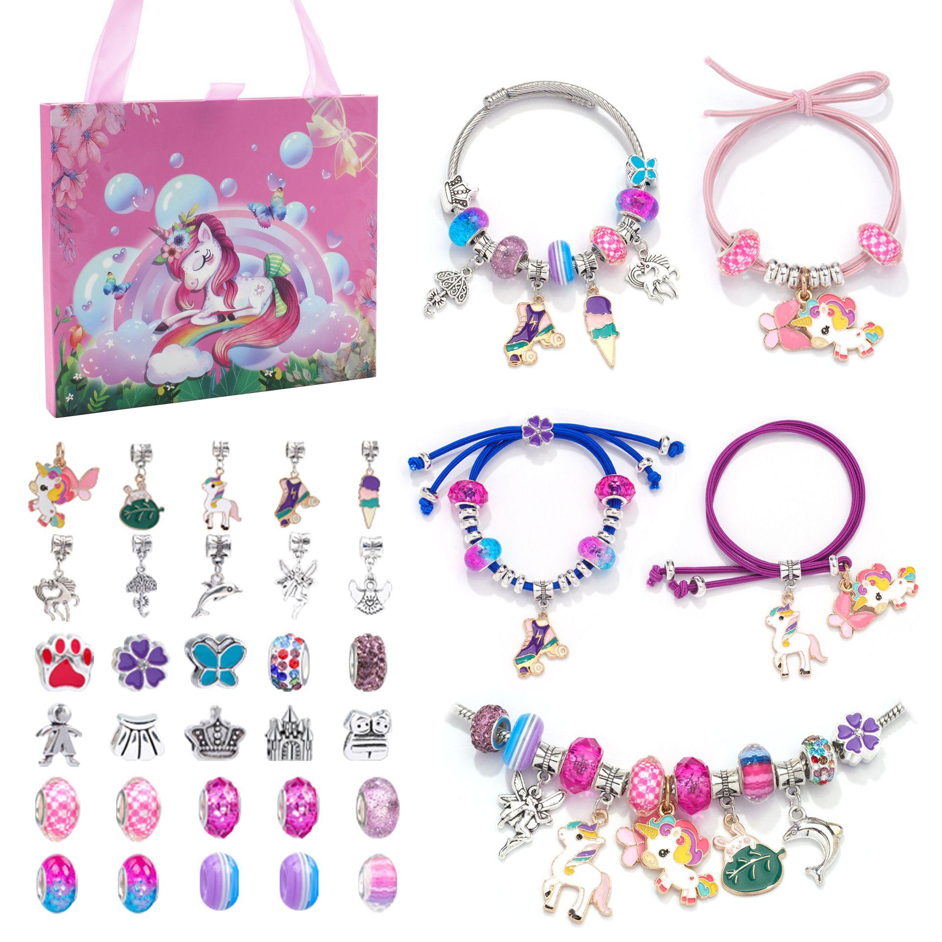 Kit de fabrication de bijoux, Bracelet à breloques, collier, cadeau,  ensemble de perles en alliage, jouets