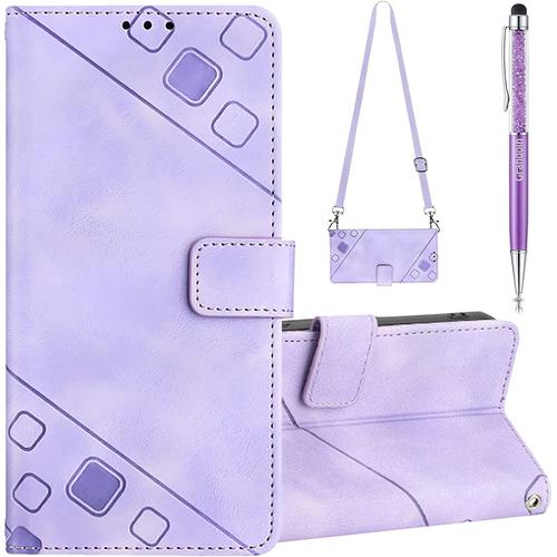 Coque Pour Iphone 6s Plus/6 Plus Avec Cordon, Réglable Lanyard Housse Rabat Portefeuille Cuir Etui, Slim Tpu Silicone Bumper Magnétique Housse Case Iphone 6s Plus/ 6 Plus (5,5 Pouces)(Violet)