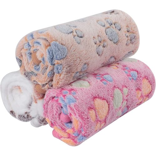 3pcs Doux Chaud Animal Molleton Couverture Lit Mat Couverture Coussin Chien Chiot Animal,Couverture Pour Chien Chat Pelucheuse Et Lavable(104 * 76cm)