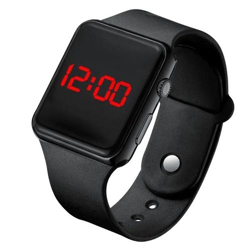 Montre Électronique Carrée À Led Pour Enfants,Montre De Sport Apple Pour Étudiants,Cadeau De Mode Pour Hommes Et Femmes,2024 - Type Black
