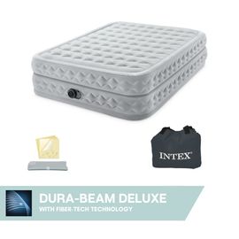 Intex Matelas Gonflable - Supreme Air-Flow - 2 Personnes - 152x203x51 Cm (Lxlxh) - Gris - Motopompe Intégrée