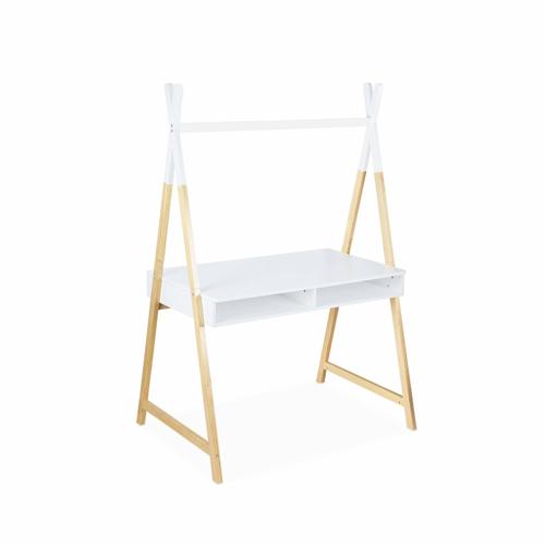 Bureau Tipi Blanc. Tobias. Deux Casiers. L 110 X L 75 X H 160 Cm