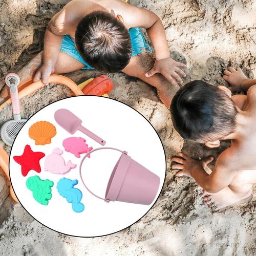 Set de jouets de plage bébé en silicone Vieux Rose Baby's Only