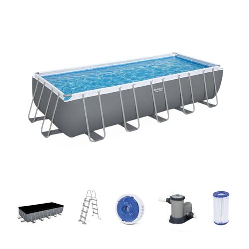 Piscine Tubulaire Hors Sol Vostok Grise Bestway Rectangulaire 6x3m Avec Bâche De Protection