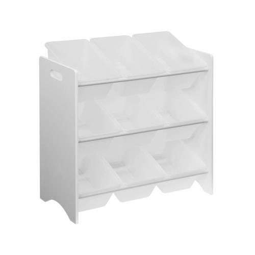 Meuble De Rangement Pour Enfant Avec 9 Casiers Blanc Tobias Mdf Décor Bois Naturel