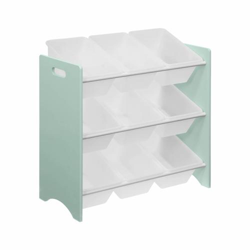 Meuble De Rangement Pour Enfant Avec 9 Casiers Vert Céladon Tobias Mdf Décor Bois Naturel