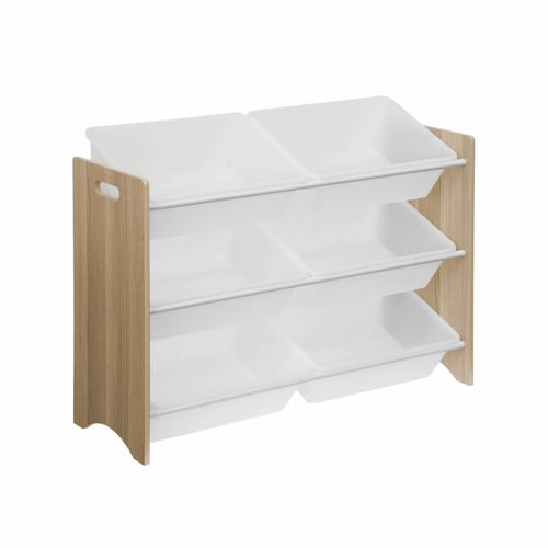 Meuble De Rangement Pour Enfant Avec 6 Casiers - Tobias - Mdf Décor Bois Naturel L 84 X P 29.5 X H